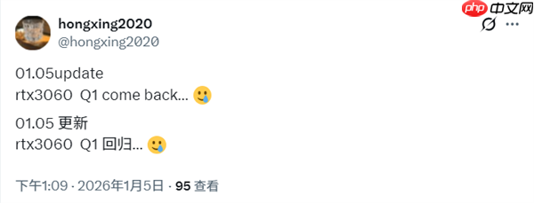 一代神卡重出江湖！NVIDIA要重启RTX 3060供应