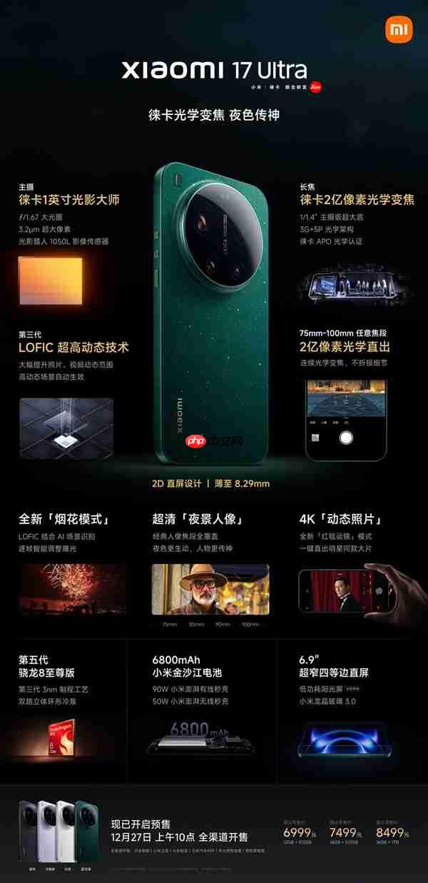 行业最强Ultra来了!一图读懂小米17 Ultra:6999元起