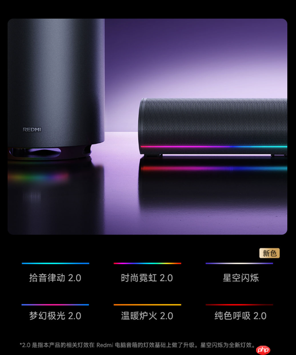 首发499元!REDMI电脑音箱2 Pro套装上架:主音箱+无线低音炮 自带RGB灯效