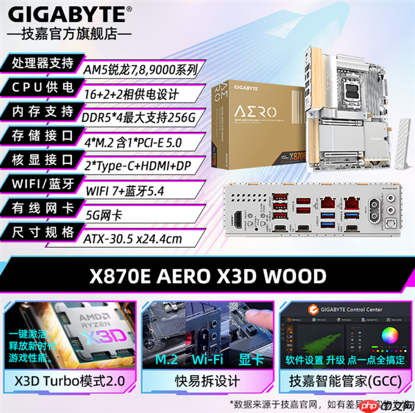 主板用上木头、皮革：技嘉X870E AERO X3D WOOD开售！定价3999元
