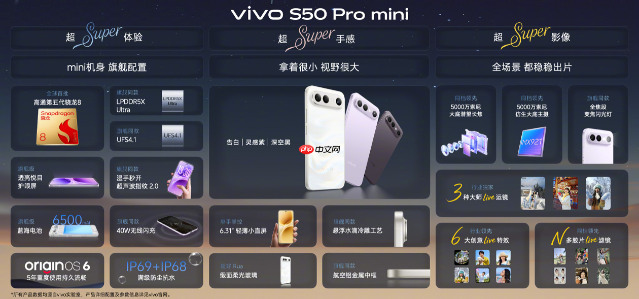 vivo S50系列正式发布:骁龙8sGen3/骁龙8Gen5双杯影像小直屏