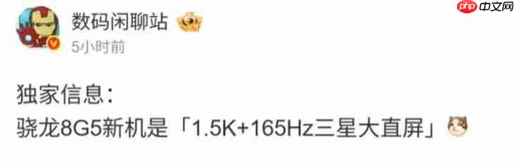 真我Neo7配置曝光：165Hz三星屏+骁龙 8 Gen5