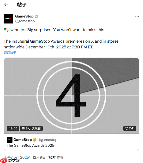 任天堂年度最差！知名游戏零售商GameStop评选年度游戏