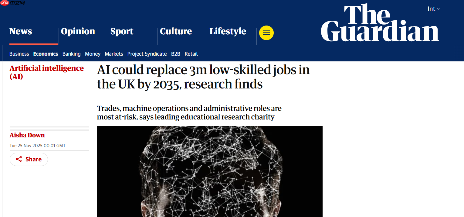 AI 到 2035 年或将取代英国 300 万个低技能岗位