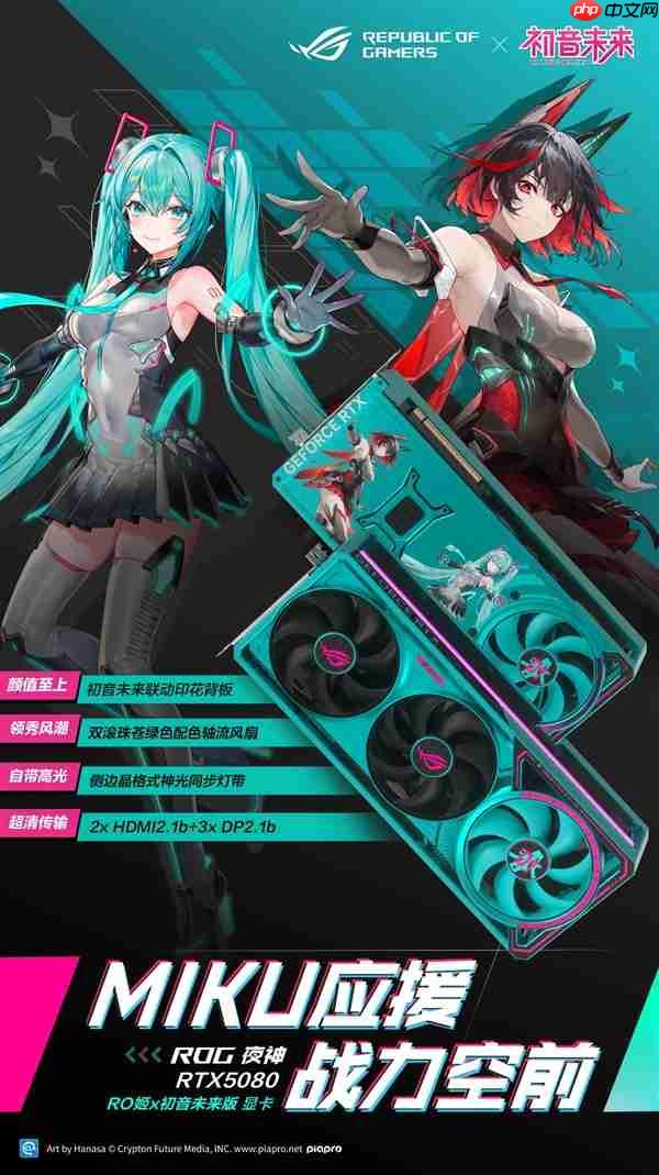 电竞信仰兼顾实力!ROG夜神RTX5080 RO姬x初音未来版显卡
