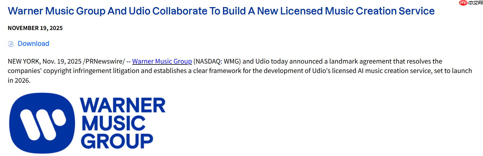华纳音乐与 Udio 达成版权和解,推出 AI 音乐创作平台