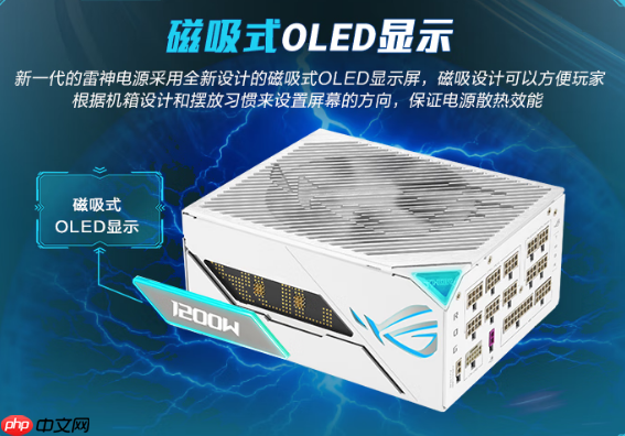 ROG雷神3代1200W电源新增纯白版本：磁吸OLED侧屏 售价3899元