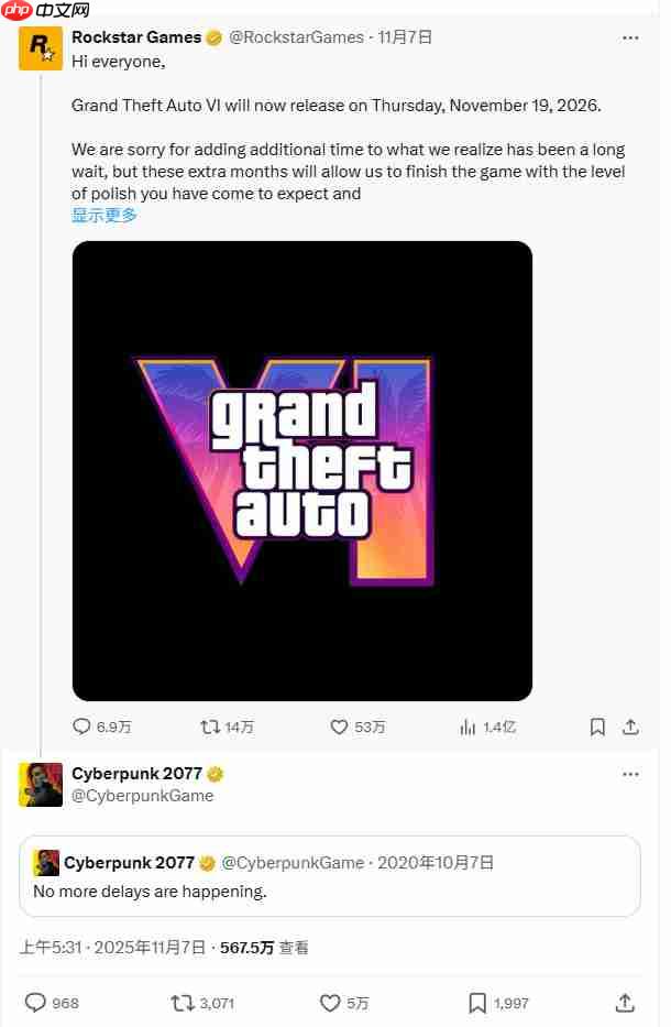 传《GTA6》跳票是为了修bug 内容早已制作好