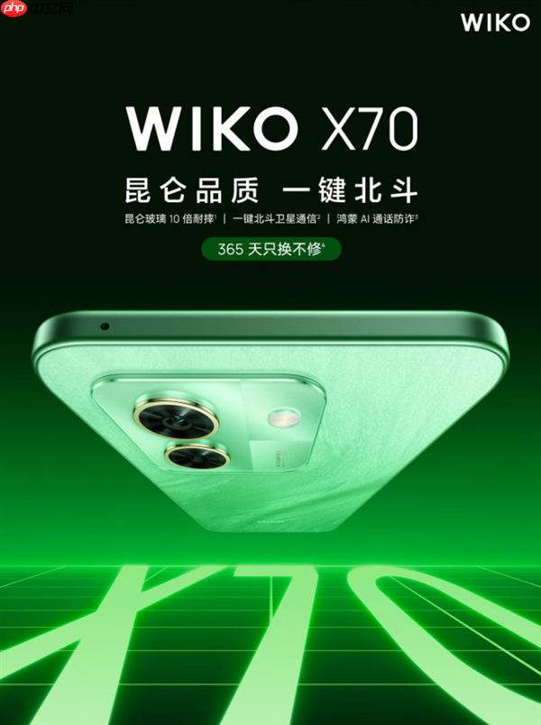 鸿蒙生态新机WIKO X70上市：1399元起！支持一键北斗卫星通信