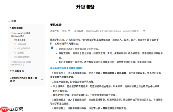 华为HarmonyOS 6升级准备教程发布：外部存储备份机型包括Mate 30/P40系列