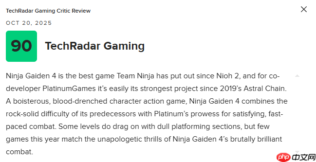 《忍者龙剑传4》M站均分83分：血脉贲张的华丽回归！