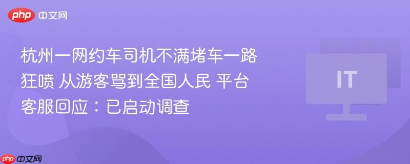 杭州一网约车司机不满堵车一路狂喷 从游客骂到全国人民 平台客服回应：已启动调查 - php中文网