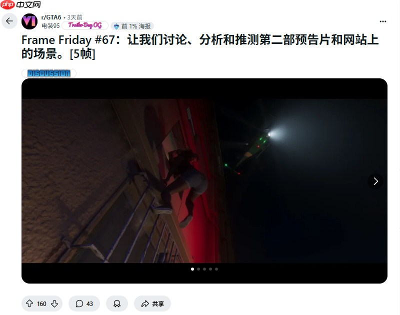 毅力惊人!《GTA6》铁杆粉丝花67周解析预告片画面!