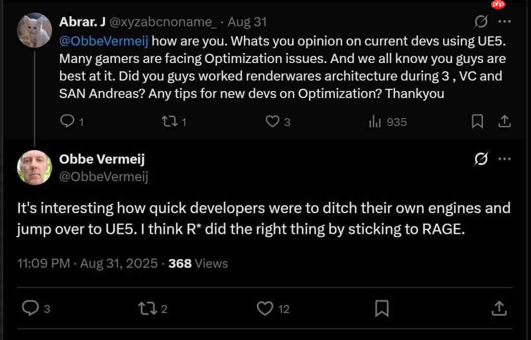 前R星开发者谈厂商们改用虚幻5引擎开发游戏:操之过急