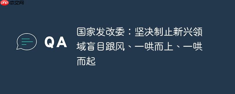 国家发改委:坚决制止新兴领域盲目跟风、一哄而上、一哄而起