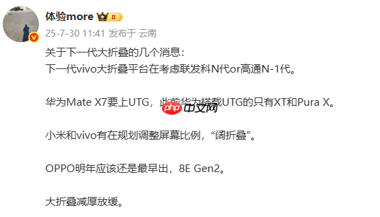 华米OV新款大折叠集体曝光:小米、vivo规划“阔折叠”