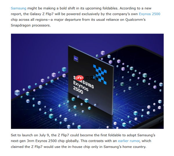 全面支持自研芯片?传三星Z Flip7不会提供双芯片版本