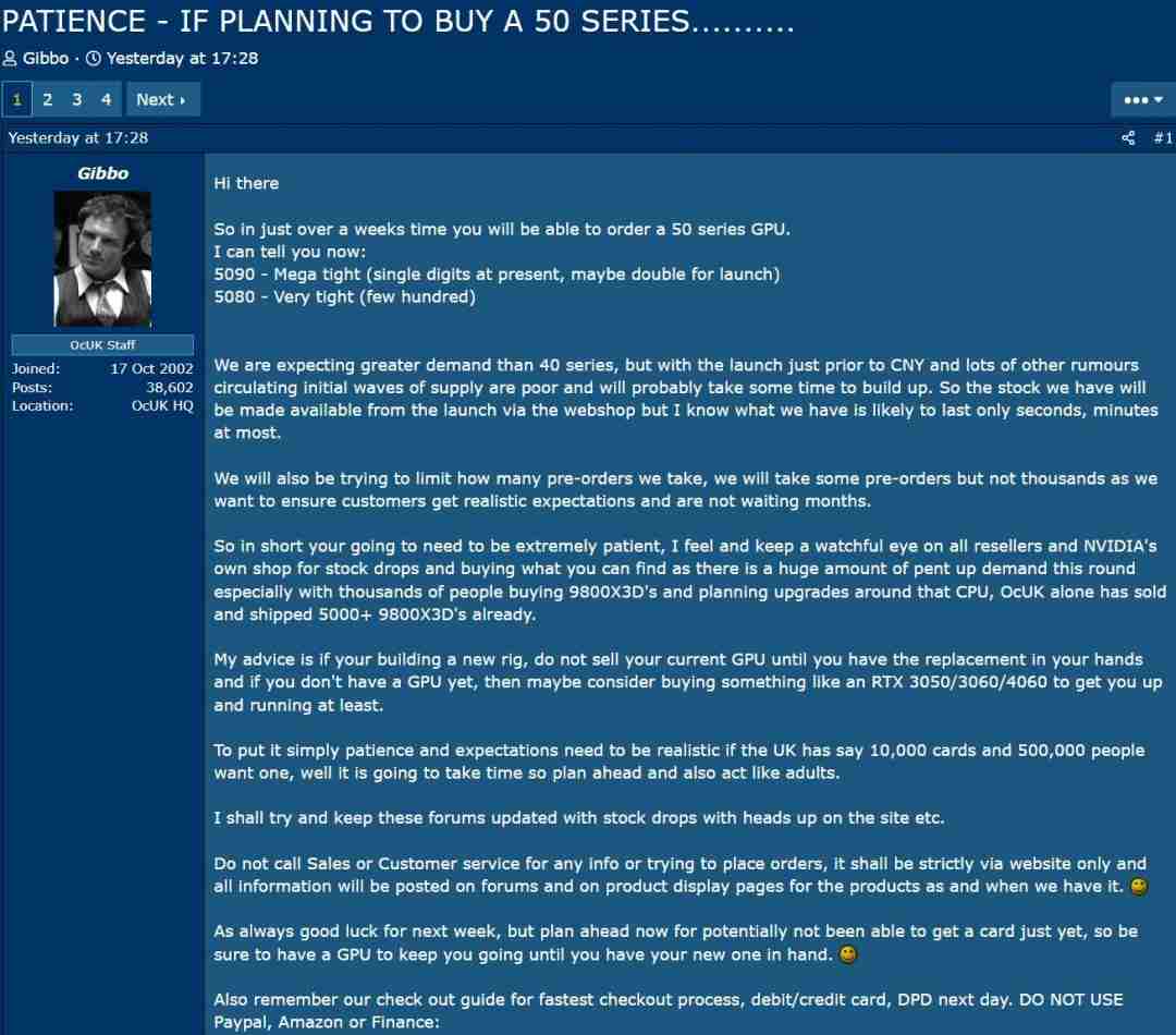 RTX5090太稀有!首批供货优先中国内地 却一块难求!