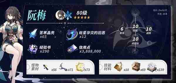 《崩坏星穹铁道》阮梅养成材料统计说明