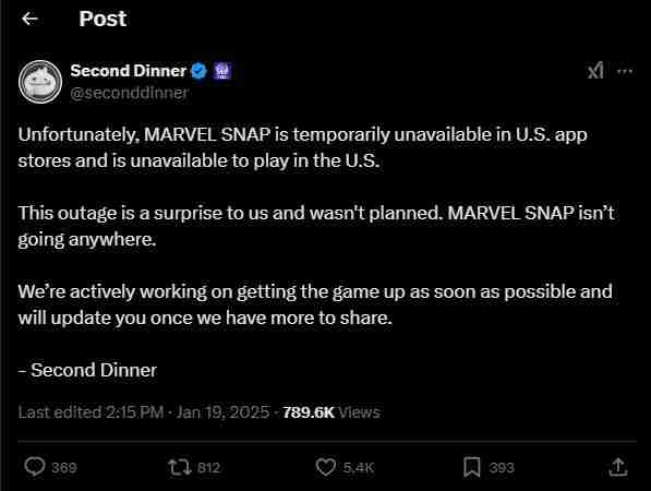 TikTok禁令风波中的漫威Snap：短暂下架与迅速恢复