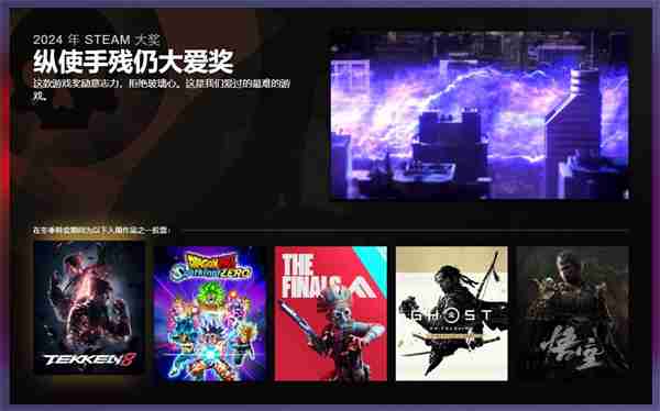 Steam公布2024大奖入围名单 《黑神话》三项提名