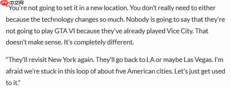前R星技术总监再次强调《GTA》不会离开美国城市