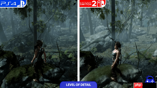 《古墓丽影9》NS2和PS4画面对比：分辨率高但砍画质