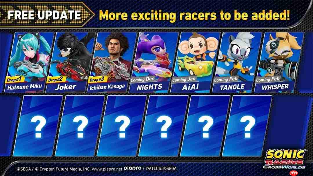 《索尼克赛车:交叉世界》免费角色更新发布宣传片