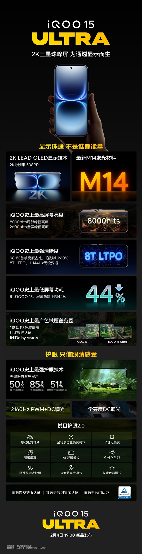 iQOO 15 Ultra官宣搭载2K三星珠峰屏：峰值亮度飙到8000nits
