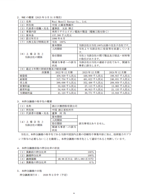 日本老牌电池企业出售在华全资子公司：卖了4896万元