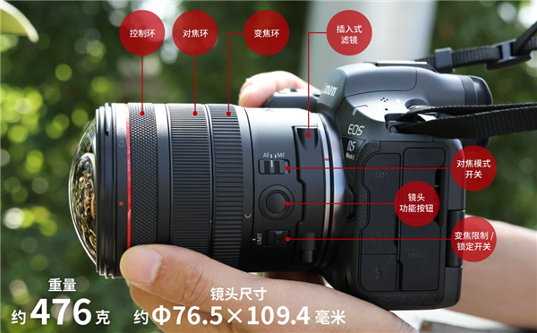 佳能发布全画幅鱼眼镜头：190°视角 + 180°VR